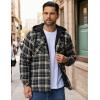 COOFANDY Men’s Flannel Shirt Jacket Warm Quilted Lined Hooded Long Sleeve Plaid Shirt Jackets(Black Khaki Plaid)