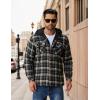 COOFANDY Men’s Flannel Shirt Jacket Warm Quilted Lined Hooded Long Sleeve Plaid Shirt Jackets(Black Khaki Plaid)