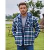 COOFANDY Men’s Flannel Shirt Jacket Warm Quilted Lined Hooded Long Sleeve Plaid Shirt Jackets(Blue Plaid)