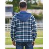 COOFANDY Men’s Flannel Shirt Jacket Warm Quilted Lined Hooded Long Sleeve Plaid Shirt Jackets(Blue Plaid)