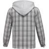 COOFANDY Men’s Flannel Shirt Jacket Warm Quilted Lined Hooded Long Sleeve Plaid Shirt Jackets(Grey)
