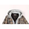 COOFANDY Men’s Flannel Shirt Jacket Warm Quilted Lined Hooded Long Sleeve Plaid Shirt Jackets(Khaki)