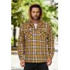 COOFANDY Men’s Flannel Shirt Jacket Warm Quilted Lined Hooded Long Sleeve Plaid Shirt Jackets(Light Brown Plaid)
