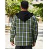 COOFANDY Men’s Flannel Shirt Jacket Warm Quilted Lined Hooded Long Sleeve Plaid Shirt Jackets(Navy & Army Green Plaid)
