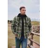 COOFANDY Men’s Flannel Shirt Jacket Warm Quilted Lined Hooded Long Sleeve Plaid Shirt Jackets(Navy & Army Green Plaid)