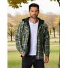 COOFANDY Men’s Flannel Shirt Jacket Warm Quilted Lined Hooded Long Sleeve Plaid Shirt Jackets(Navy & Army Green Plaid)