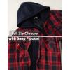 COOFANDY Men’s Flannel Shirt Jacket Warm Quilted Lined Hooded Long Sleeve Plaid Shirt Jackets(Navy & Red Plaid)