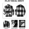 COOFANDY Men’s Flannel Shirts Casual Button Down Plaid Shirt Jacket Long Sleeve Fleece Shacket with Pockets(Black)
