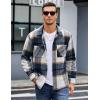 COOFANDY Men’s Flannel Shirts Casual Button Down Plaid Shirt Jacket Long Sleeve Fleece Shacket with Pockets(Blue)