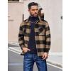 COOFANDY Men’s Flannel Shirts Casual Button Down Plaid Shirt Jacket Long Sleeve Fleece Shacket with Pockets(Buffalo Brown)
