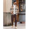 COOFANDY Men’s Flannel Shirts Casual Button Down Plaid Shirt Jacket Long Sleeve Fleece Shacket with Pockets(Buffalo Khaki)