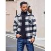 COOFANDY Men’s Flannel Shirts Casual Button Down Plaid Shirt Jacket Long Sleeve Fleece Shacket with Pockets(Buffalo Navy Blue)
