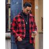 COOFANDY Men’s Flannel Shirts Casual Button Down Plaid Shirt Jacket Long Sleeve Fleece Shacket with Pockets(Buffalo Red)