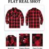 COOFANDY Men’s Flannel Shirts Casual Button Down Plaid Shirt Jacket Long Sleeve Fleece Shacket with Pockets(Buffalo Red)