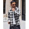 COOFANDY Men’s Flannel Shirts Casual Button Down Plaid Shirt Jacket Long Sleeve Fleece Shacket with Pockets(Graphite Black)