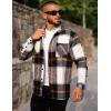 COOFANDY Men’s Flannel Shirts Casual Button Down Plaid Shirt Jacket Long Sleeve Fleece Shacket with Pockets(Gray)