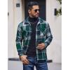 COOFANDY Men’s Flannel Shirts Casual Button Down Plaid Shirt Jacket Long Sleeve Fleece Shacket with Pockets(Gray Green)
