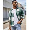 COOFANDY Men’s Flannel Shirts Casual Button Down Plaid Shirt Jacket Long Sleeve Fleece Shacket with Pockets(Green)
