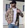 COOFANDY Men’s Flannel Shirts Casual Button Down Plaid Shirt Jacket Long Sleeve Fleece Shacket with Pockets(Khaki)