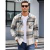 COOFANDY Men’s Flannel Shirts Casual Button Down Plaid Shirt Jacket Long Sleeve Fleece Shacket with Pockets(Light Gray)