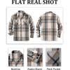 COOFANDY Men’s Flannel Shirts Casual Button Down Plaid Shirt Jacket Long Sleeve Fleece Shacket with Pockets(Light Gray)