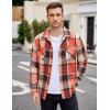 COOFANDY Men’s Flannel Shirts Casual Button Down Plaid Shirt Jacket Long Sleeve Fleece Shacket with Pockets(Orange)