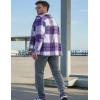 COOFANDY Men’s Flannel Shirts Casual Button Down Plaid Shirt Jacket Long Sleeve Fleece Shacket with Pockets(Purple)