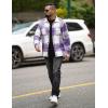 COOFANDY Men’s Flannel Shirts Casual Button Down Plaid Shirt Jacket Long Sleeve Fleece Shacket with Pockets(Purple)
