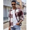 COOFANDY Men’s Flannel Shirts Casual Button Down Plaid Shirt Jacket Long Sleeve Fleece Shacket with Pockets(Red)