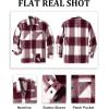 COOFANDY Men’s Flannel Shirts Casual Button Down Plaid Shirt Jacket Long Sleeve Fleece Shacket with Pockets(Red)