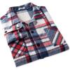 COOFANDY Men’s Flannel Shirts Casual Button Down Plaid Shirt Jacket Long Sleeve Fleece Shacket with Pockets(Red Blue)