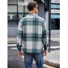 COOFANDY Men’s Flannel Shirts Casual Button Down Plaid Shirt Jacket Long Sleeve Fleece Shacket with Pockets(Sea Blue)