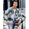 COOFANDY Men’s Flannel Shirts Casual Button Down Plaid Shirt Jacket Long Sleeve Fleece Shacket with Pockets(Sea Blue)