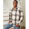 COOFANDY Men’s Flannel Shirts Casual Button Down Plaid Shirt Jacket Long Sleeve Fleece Shacket(Black&beige Plaid)