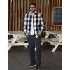 COOFANDY Men’s Flannel Shirts Casual Button Down Plaid Shirt Jacket Long Sleeve Fleece Shacket(Black&white Plaid)