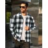 COOFANDY Men’s Flannel Shirts Casual Button Down Plaid Shirt Jacket Long Sleeve Fleece Shacket(Black&white Plaid)