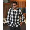 COOFANDY Men’s Flannel Shirts Casual Button Down Plaid Shirt Jacket Long Sleeve Fleece Shacket(Black&white Plaid)