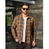 COOFANDY Men’s Flannel Shirts Casual Button Down Plaid Shirt Jacket Long Sleeve Fleece Shacket(Brown&white Plaid)
