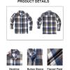 COOFANDY Men’s Flannel Shirts Casual Button Down Plaid Shirt Jacket Long Sleeve Fleece Shacket(Dark Blue&white Plaid)