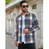 COOFANDY Men’s Flannel Shirts Casual Button Down Plaid Shirt Jacket Long Sleeve Fleece Shacket(Dark Blue&white Plaid)