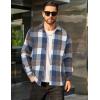 COOFANDY Men’s Flannel Shirts Casual Button Down Plaid Shirt Jacket Long Sleeve Fleece Shacket(Dark Blue&white Plaid)