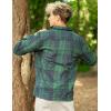 COOFANDY Men’s Flannel Shirts Casual Button Down Plaid Shirt Jacket Long Sleeve Fleece Shacket(Green&navy Plaid)