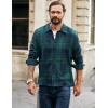 COOFANDY Men’s Flannel Shirts Casual Button Down Plaid Shirt Jacket Long Sleeve Fleece Shacket(Green&navy Plaid)