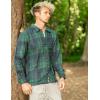 COOFANDY Men’s Flannel Shirts Casual Button Down Plaid Shirt Jacket Long Sleeve Fleece Shacket(Green&navy Plaid)