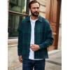 COOFANDY Men’s Flannel Shirts Casual Button Down Plaid Shirt Jacket Long Sleeve Fleece Shacket(Green&navy Plaid)