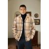 COOFANDY Men’s Flannel Shirts Casual Button Down Plaid Shirt Jacket Long Sleeve Fleece Shacket(Khaki&beige Plaid)