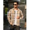 COOFANDY Men’s Flannel Shirts Casual Button Down Plaid Shirt Jacket Long Sleeve Fleece Shacket(Khaki&beige Plaid)