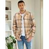 COOFANDY Men’s Flannel Shirts Casual Button Down Plaid Shirt Jacket Long Sleeve Fleece Shacket(Khaki&beige Plaid)