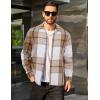 COOFANDY Men’s Flannel Shirts Casual Button Down Plaid Shirt Jacket Long Sleeve Fleece Shacket(Khaki&white Plaid)
