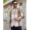 COOFANDY Men’s Flannel Shirts Casual Button Down Plaid Shirt Jacket Long Sleeve Fleece Shacket(Khaki&white Plaid)
